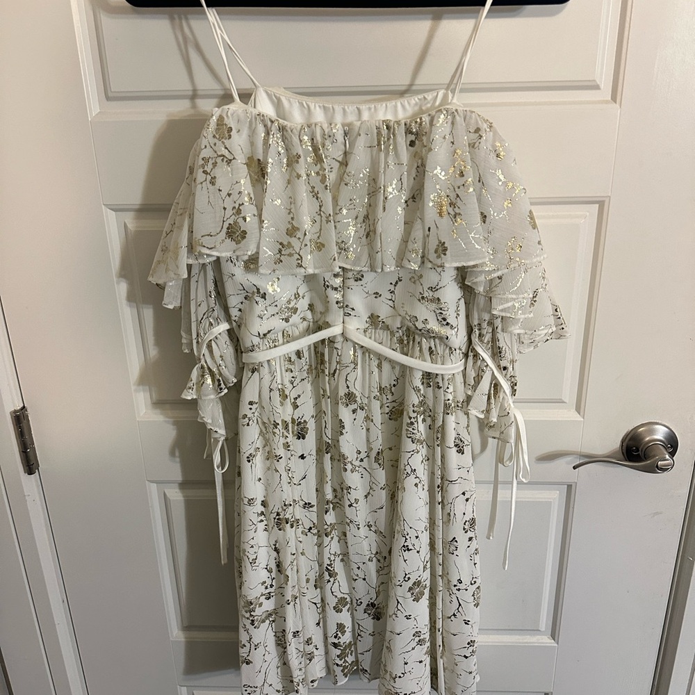 Beautiful gold and white off the should dress